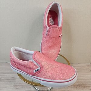 Girls 1.5 Vans Pink Glitter Slip-On Sneakers